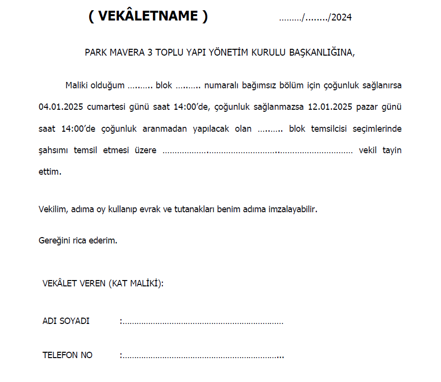 Vekaletname